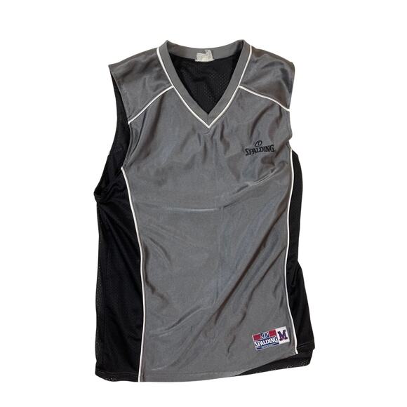 Vintage 90s Spalding Tank Top Athletic Mens Large Grey Basketball - Picture 1 of 6
